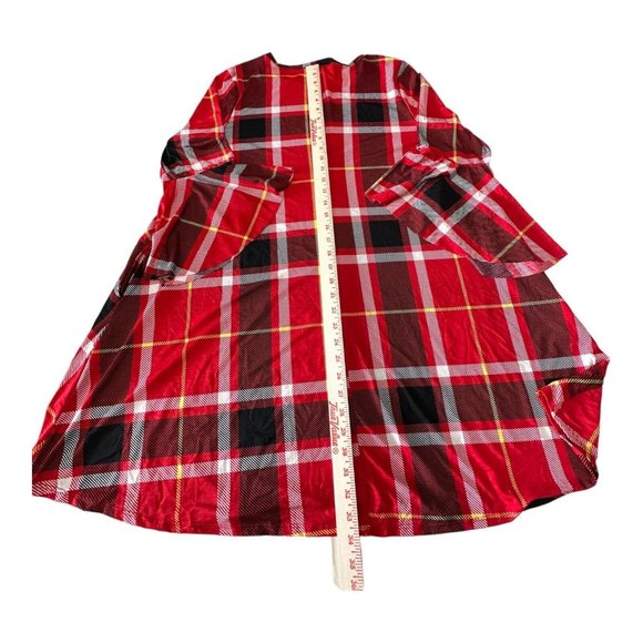 Mermaid Cove Red Checkered Dress Womens Plus Size 2XL 3/4 Sleeve Flare - Picture 4 of 8